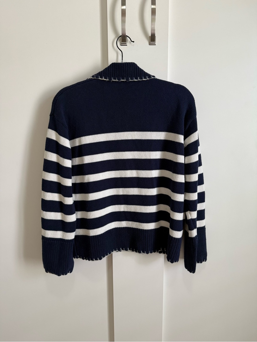 Rails Athena Pullover Bold Navy Blue & Ivory Stripe Sweater Nautical Sporty M - Picture 6 of 9
